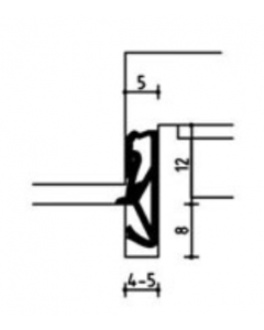 Kadertochtprofiel zwart, type Deventer SV712 met beschermfolie en kophoogte 12mm, rol a 100 meter
