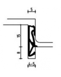 Kadertochtprofiel zwart, type Deventer SV715 met beschermfolie en kophoogte 15mm, rol a100 meter