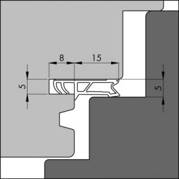 Kadertochtprofiel zwart, type Elton 8450 ACBF met beschermfolie en kophoogte 15mm, rol a 160 meter