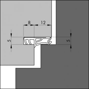 Kadertochtprofiel zwart, type Elton 8350 ACBF met beschermfolie en kophoogte 12mm, rol a 180 meter