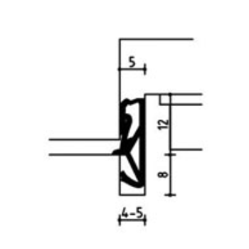 Kadertochtprofiel zwart, type Deventer SV712 met beschermfolie en kophoogte 12mm, rol a 100 meter