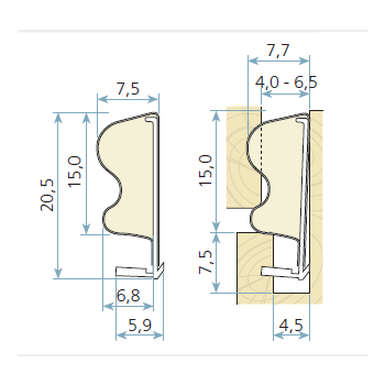 Kadertochtprofiel zwart, type Qlon 3140 kophoogte 15mm, a  400 meter