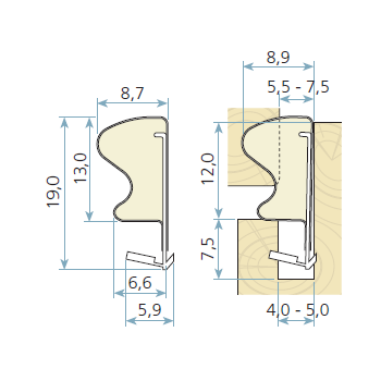 Kadertochtprofiel zwart, type Qlon 3063 kophoogte 12mm, a  400 meter