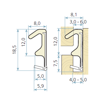Kadertochtprofiel zwart, type Qlon 3096 kophoogte 12mm, a  400 meter