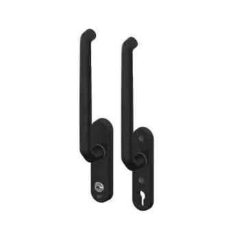Veiligheids Hefschuifdeur greep/greep met kerntrekbeveiliging PC69 Zwart finstructuur . Inclusief bevestiging t.b.v. deurdikte 61-69mm