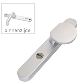 Veiligheids beslag S2 knop/kruk, Aluminium F1 met kerntrekbeveiliging PC72, tbv deurdikte 36-59mm